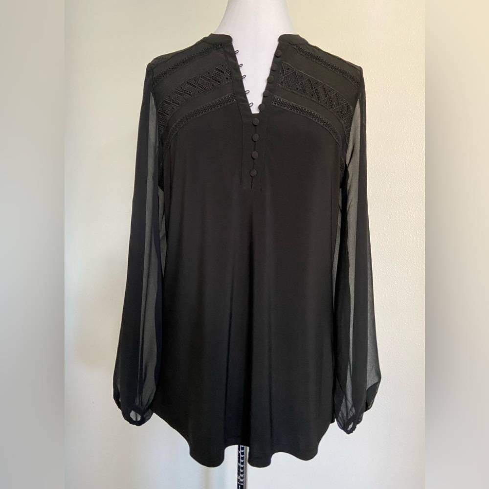 Elegant Black Lace Detail Women's Top